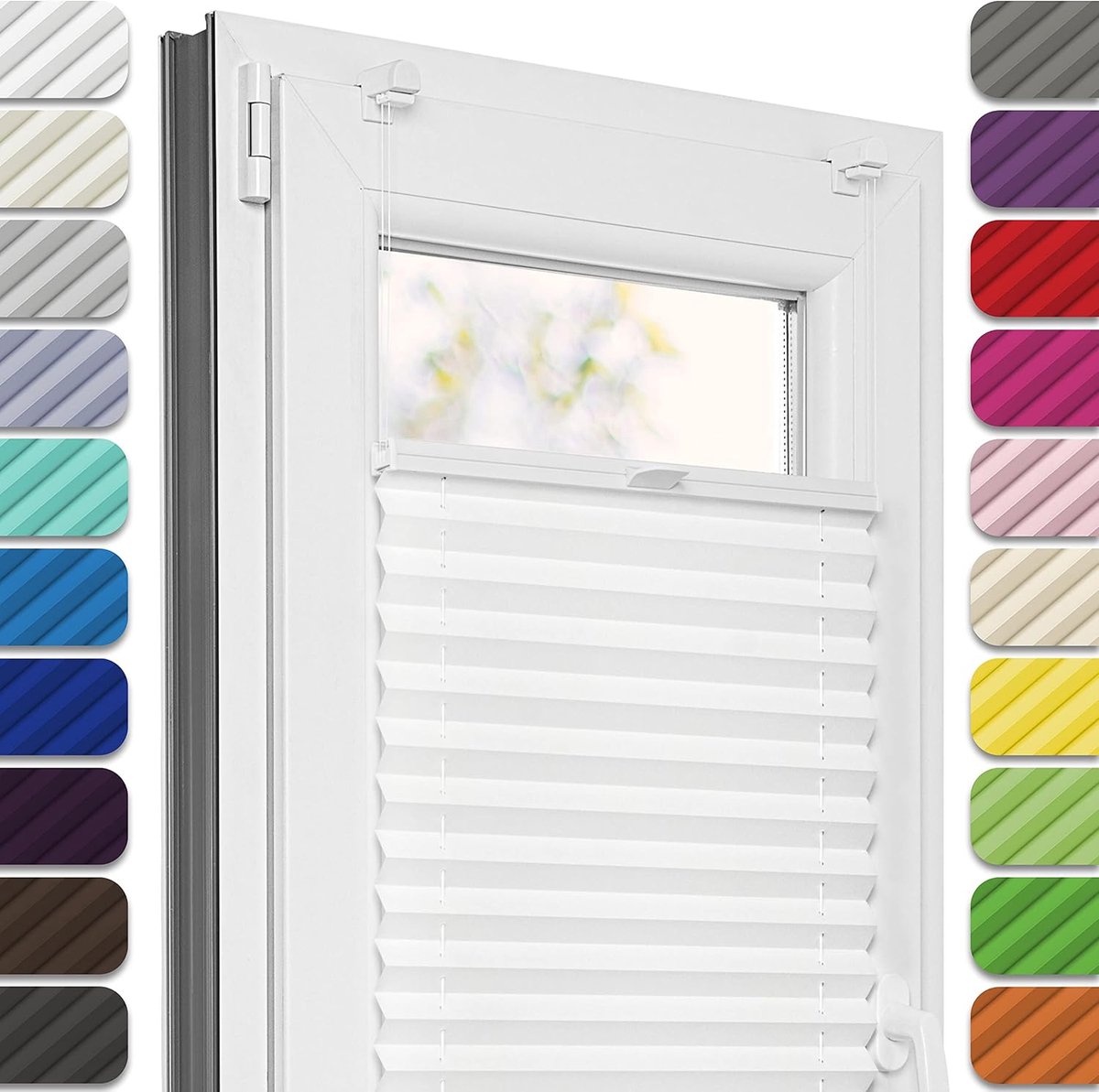 Plisségordijn - Raambekleding - Privacy Bescherming - Zonder Boren - 30x50 cm - Wit