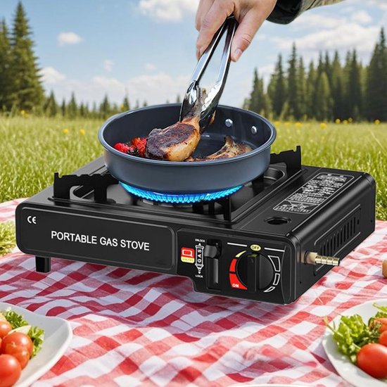 Draagbare Keuken - Buiten Kooktoestel - Kamperen Wandelen - 2-in-1 Grill Brander - 36 x 28 x 9.2 cm - Zwart — afbeelding 4