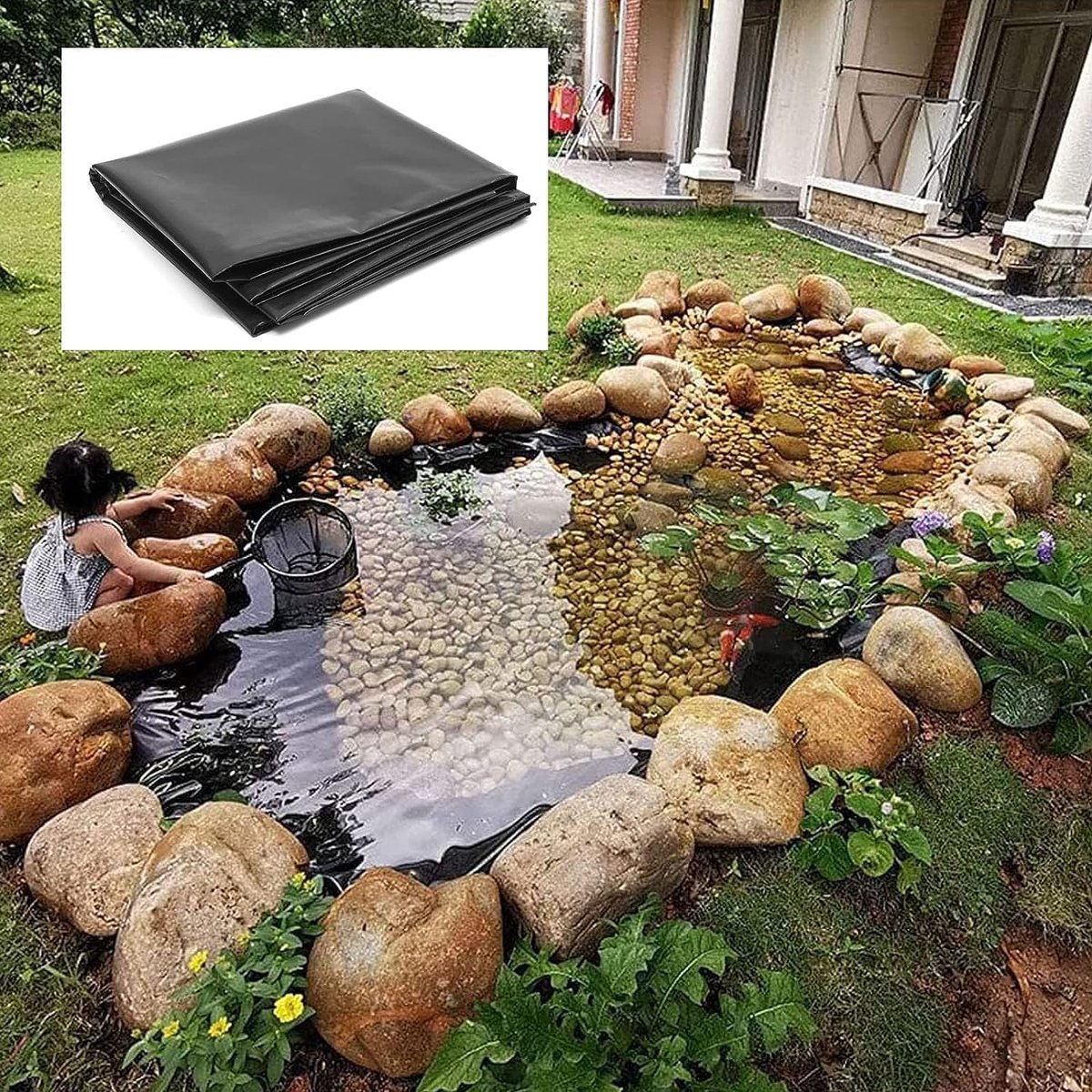 Vijverfolie EPDM - Waterdichte Liner - Waterpartijen Aanleggen - Duurzaam 1mm dik - 7.5 x 