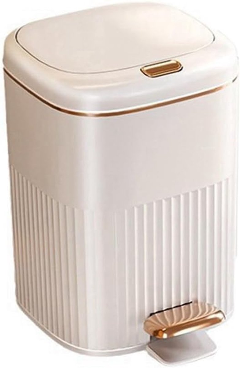 Pedaalemmer Luxe - Keuken Prullenbak - Hygiënisch Afval Scheiden - Met Drukdeksel - 10 Liter Capaciteit - Wit Goud
