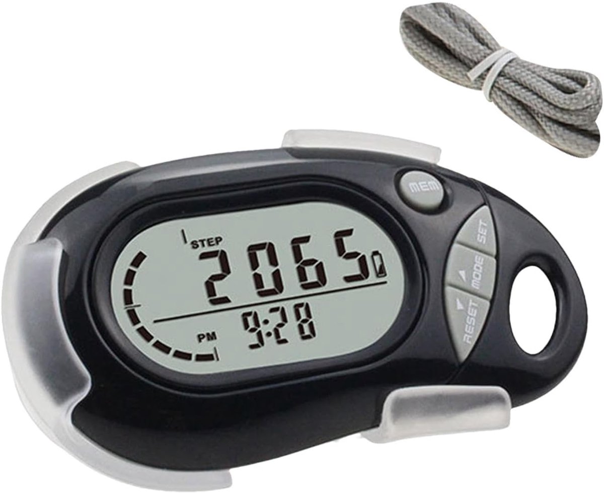 Stappenteller Clip - Wandel Tracker - Nauwkeurig Tellen - 3D Sensor Technologie - 7.4 x 4.4 cm - Zwart