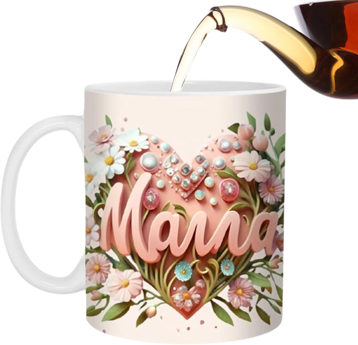 Moeder Beker - Theekopje Koffieliefhebbers - Moederdag Cadeau - Bloemmotief Design - 95 x 8 cm