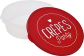 Boîte de rangement ronde Ø28cmx9cm haut idéale pour les crêpes, le gâteau, les wraps... avec impression Crêpes Party