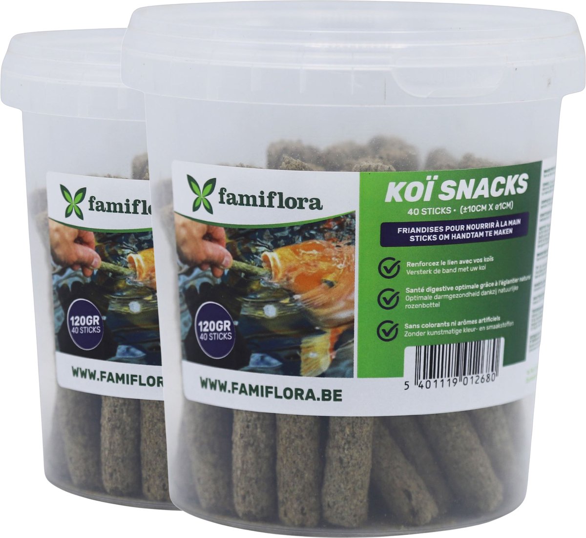 2x Koi Sticks 1L (120g) - Drijvend Koivoer - Handtam Voeren - Met Rozenbottel & Vitamine C - Licht Verteerbare Vissticks - 1 liter – ±40 sticks (120g) - Ideaal voor handtam maken