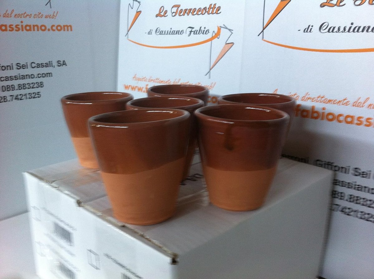 Terracotta Beker - Halfronde Mok - Drank Serveren - Set van 6 - 12 cm Hoog - Aardetint