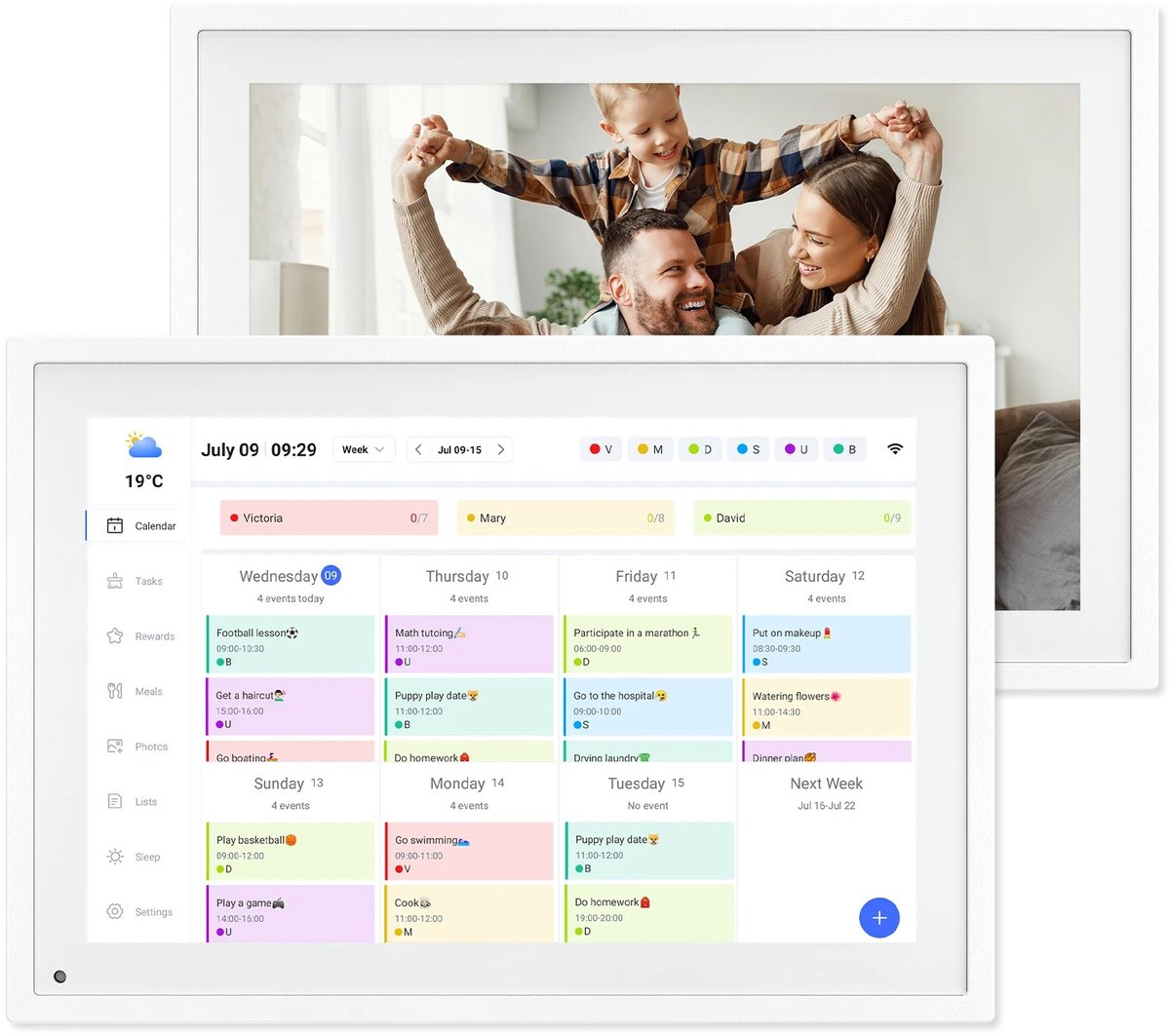 Lifero Digitale Kalender en Fotolijst - Gezinsplanner met WiFi- Smart Touchscreen - Familie Kalender - Weekplanner met Takenlijst