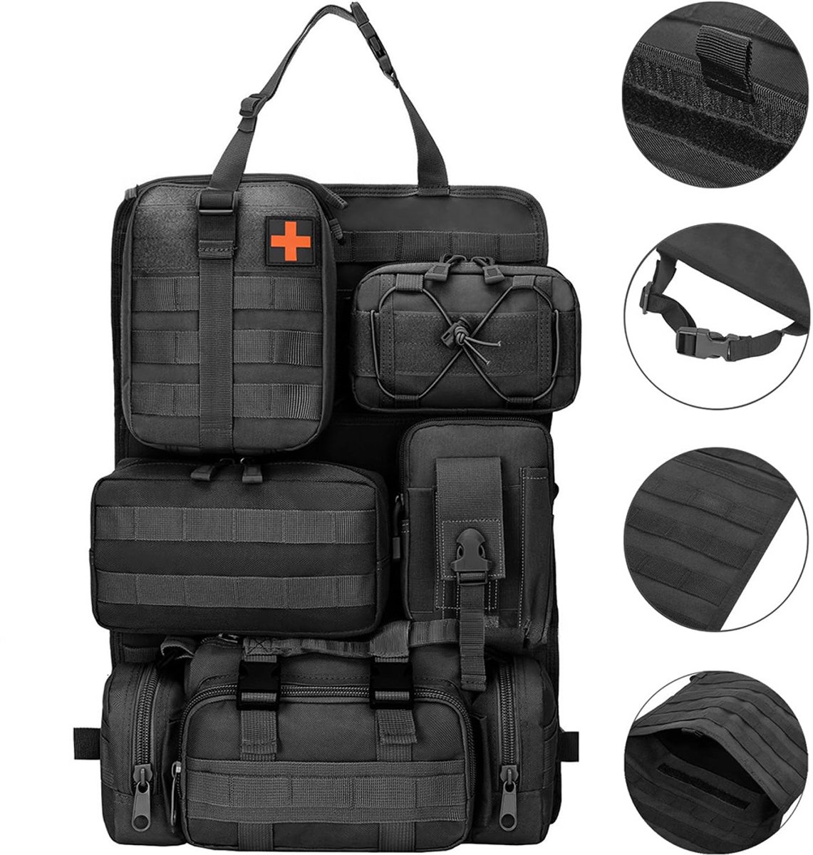 Universele Tactische Rugleuningorganizer - Met 5 Afneembare Tassen - Voorstoel Rugleuning Opbergtas - Voor De Meeste Voertuigen
