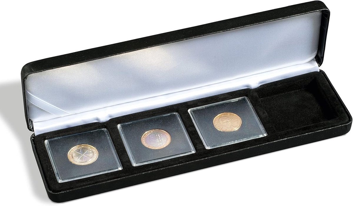 Munt Case - Coin Opbergdoos - Munten Verzamelen - Speciaal Compartiment - 23.5 x 6.5 x 2.5 cm - Zwart