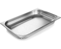 Geperforeerde Emmer - Wastafel Container - Voedsel Distributie - Professionele Kwaliteit - 53x65x10 cm - Zilverkleurig