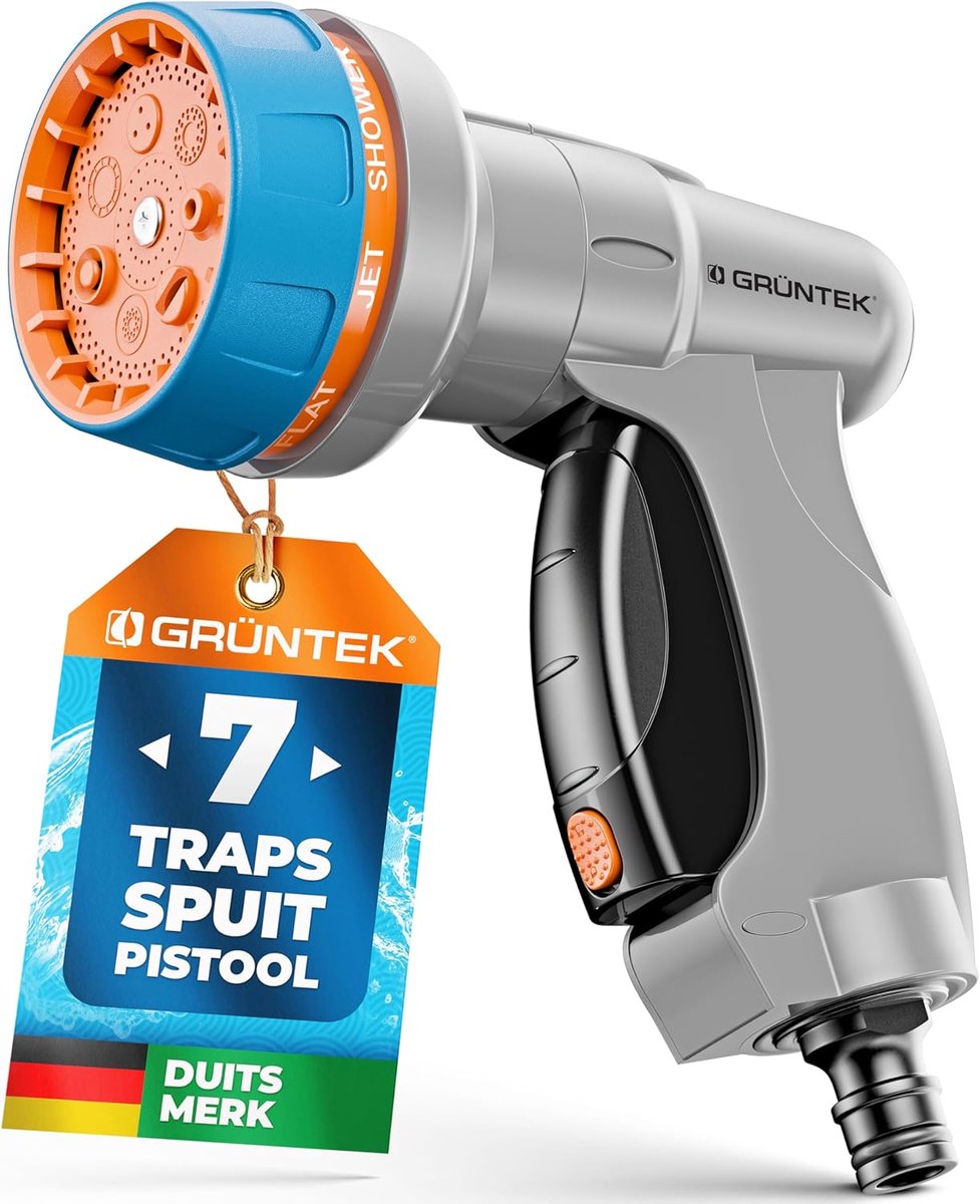 Tuinspuit met 7 standen - Handsproeier multifunctioneel - Bloemen en auto wassen - Ergonomisch handvat kliksysteem