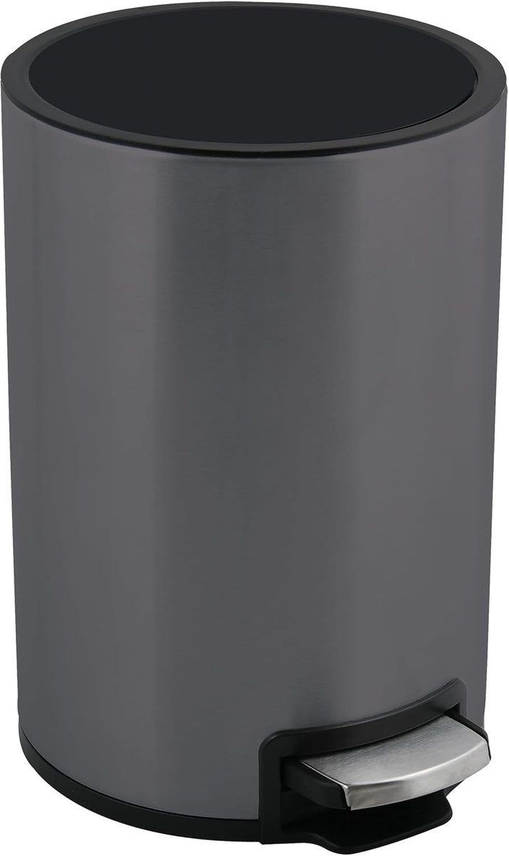 Pedaalemmer RVS - Afvalbak Binnenemmer - Hygiënisch Werken - Antislip Basis - 5 Liter - Mat Grijs