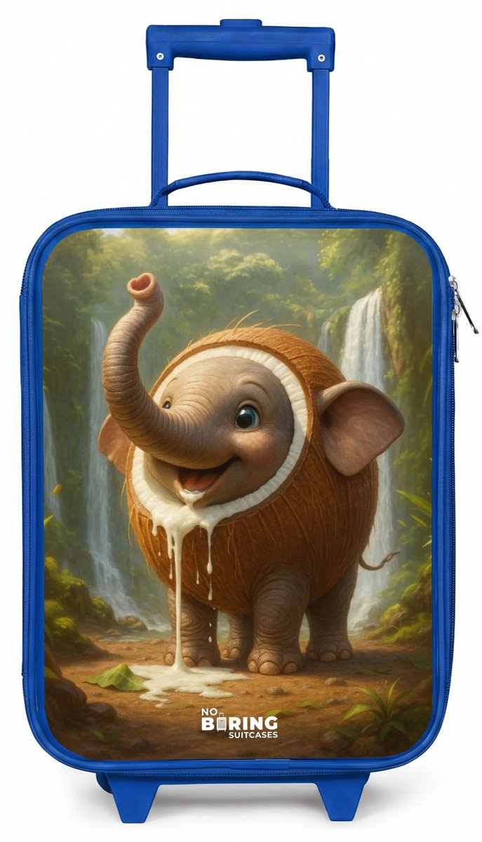 NoBoringSuitcases.com® - Kinderkoffer blauw - Kindertrolley jongen - Coconote Elephante - Koffer kind lichtgewicht - Reiskoffer trolley voor kinderen - Koffertje met lichtgevende wieltjes - Rolkoffer