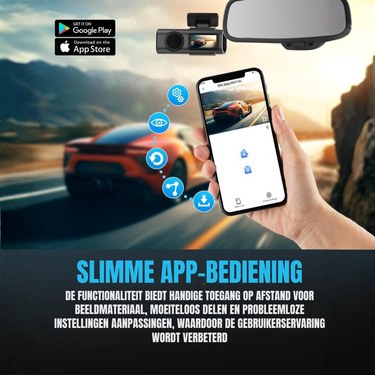 SAVI® Dashcam voor Auto Voor en Achter - Dashcam - Zwart - 3cm x 5cm x 3cm; 430 g – foto 4