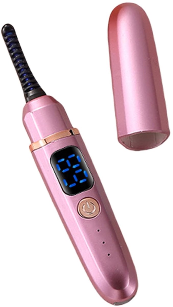 Wimperkruller - Elektrische Wimperkruller - Verwarmde Wimperkruller met Temperatuurweergave - 3 Temperatuurstanden - Oplaadbaar via USB - Geschikt voor Thuis en Reizen - Donkerroze