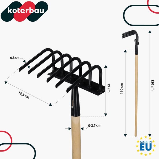 Tuinhak met steel - Onkruidhak grondklauw - Tuin onderhouden - Zes stevige tanden - 120 cm steel - Hout metaal van Merkloos	 — afbeelding 4