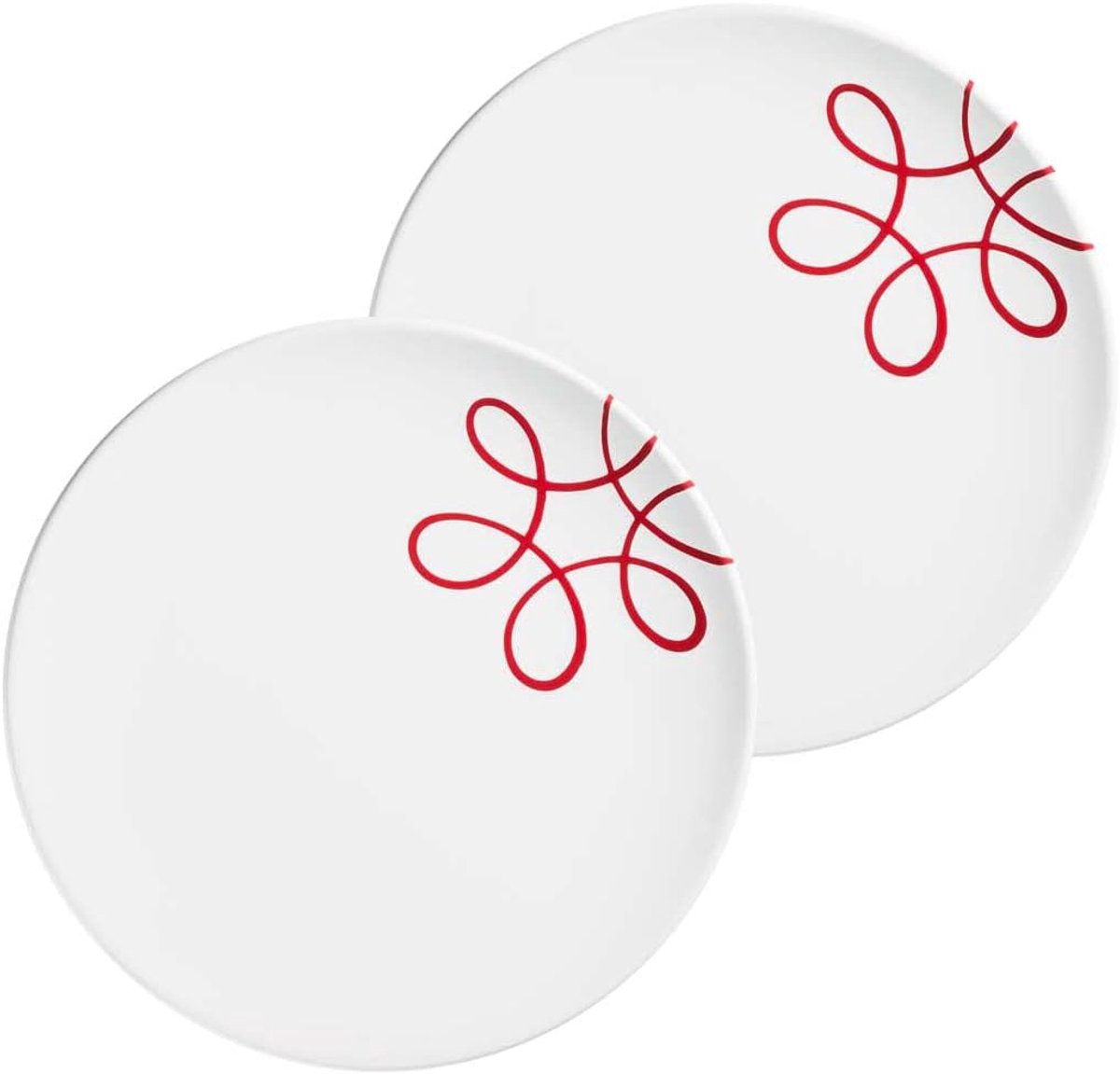 Platte Borden Set - Dinersets - Tafel Dekken - Handgemaakt Uniek - 25cm Doorsnee - Gevlamd Rood