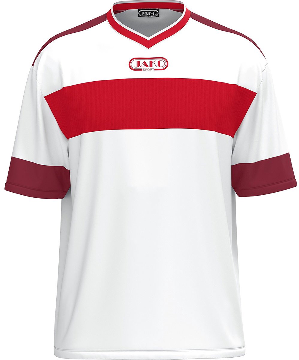 Jako Club 92 Shirt Korte Mouw Heren - Wit / Rood / Kastanje | Maat: XXL