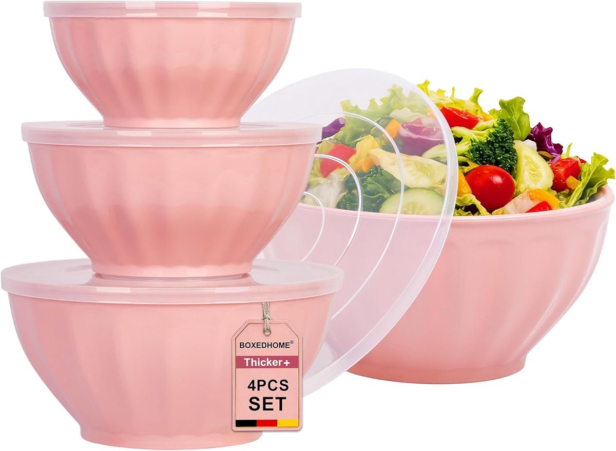 Mengkommen Set - Keukenkommen Bakken - Voedsel Bereiden - Vriezer Vaatwasser Magnetronbestendig - 30x15cm - Roze
