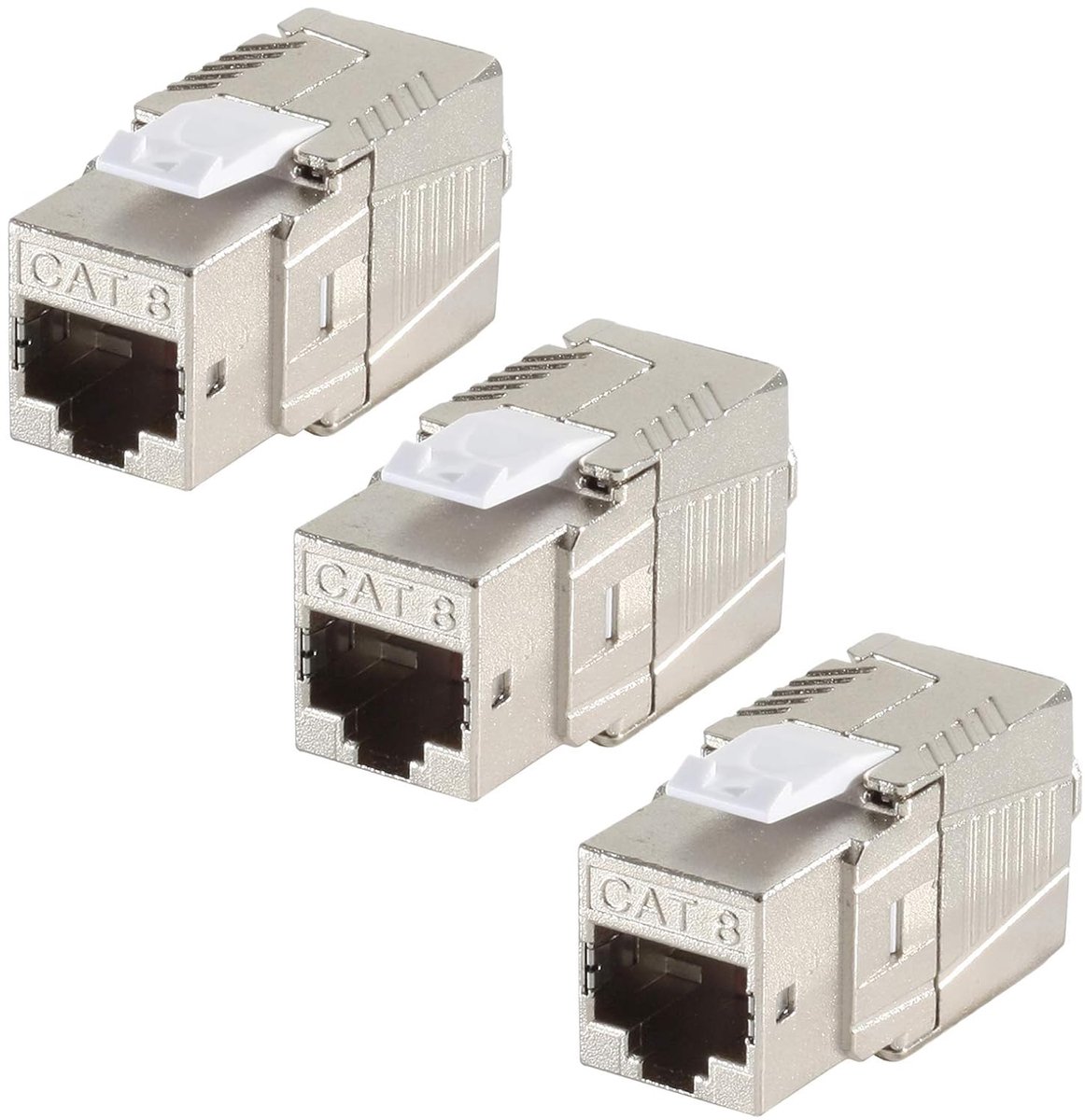 Netwerk Keystone Module - RJ45 Connector - Snelle Netwerkverbinding - Gereedschapsloze Montage - Standaard Formaat - Zilverkleurig Metaal