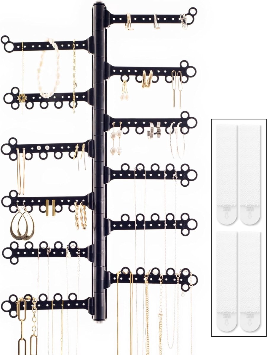 Sieraden Organizer - Juwelen Houder - Hangen en Tonen - 120 Oorbel Gaten - 17 Inch Hoog - Zwart