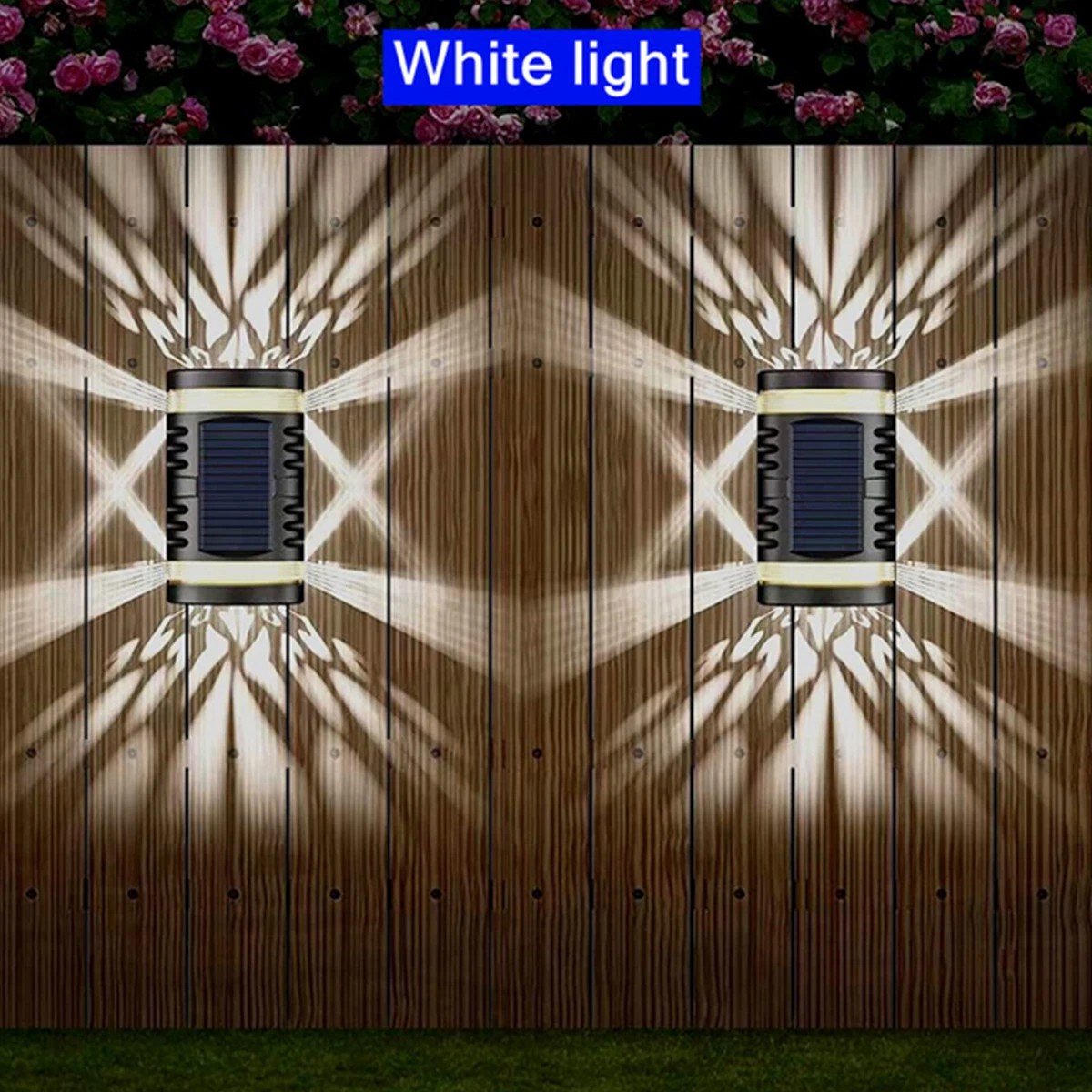 solar tuinverlichting-Set van 2 grote solar LED wandlampen – Waterdicht voor tuin, balkon & buiten-Wit licht-Belle's product