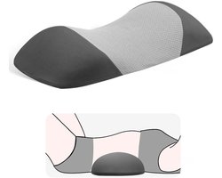 Lendensteunkussen - 55×26×11 cm - Zwangerschapskussen - Lendensteun - Traagschuim - Verlicht lage rugpijn - Geschikt voor auto's, bedden, banken, lendensteun en verzorgingskussens - Slaap lendensteunkussen - Zwart/Grijs