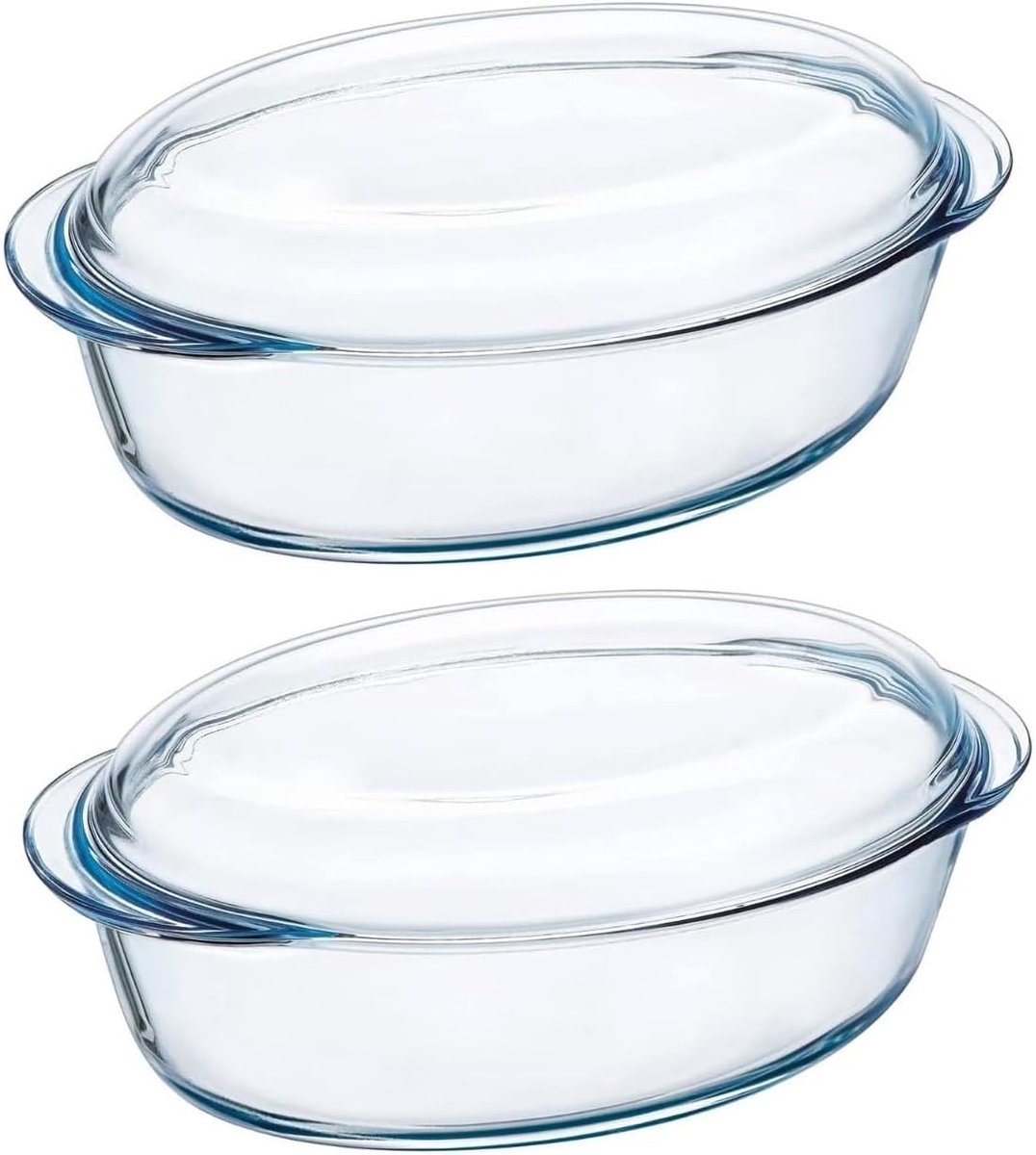 Ovale Braadpan - Ovenschaal met deksel - Gerechten Bereiden - Hittebestendig Glas - 4 Liter Capaciteit - Transparant