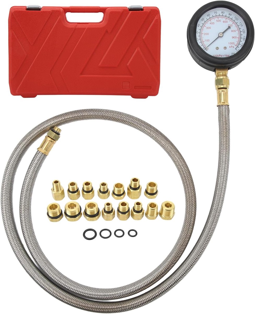 Oliedruk Testset - Manometer Tester - Voertuig Onderhoud - 15 Universele Adapters - 0-150 Psi