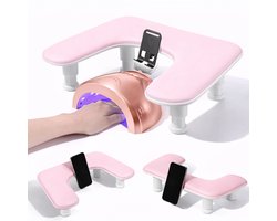 Armsteun - Nagel armsteun - Hand armsteun kussen - met telefoonhouder -Manicure Nagelstyliste - Roze Manicure kussen -Nageldroger-Nagelkussen-Manicure Handkussen-Handkussen-Manicure Tafel voor Nagelstudio-Nagelverzorging-Acrylnagels-Gelnagels-Gellak