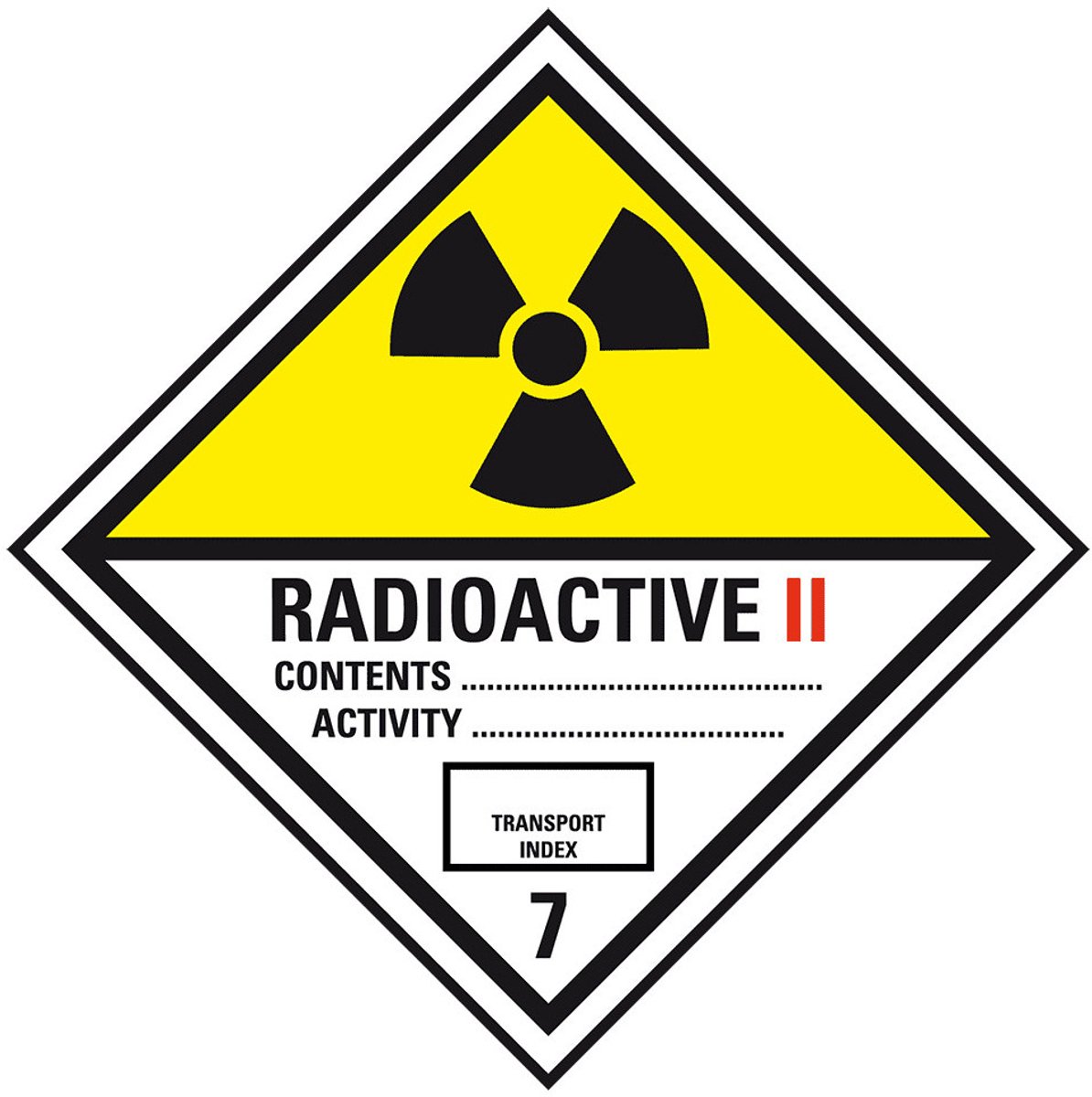 ADR klasse 7 radioactief 2 bord - aluminium 300 x 300 mm
