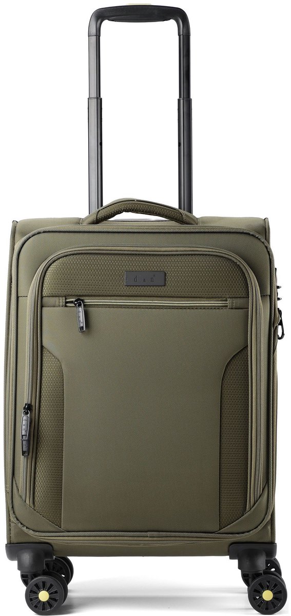 d & n Travel Line 9704 4 wielen Cabinewagen S 55 cm met uitbreidingsplooi - Zachte bagage - TSA slot - olive