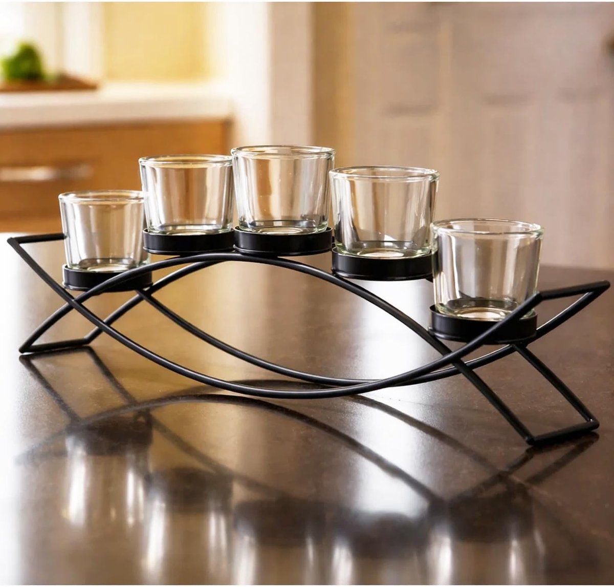 Kaarshouders Set - Theelichthouders Tafel - Feestelijke Decoratie - Duurzaam Metaal - 5 cm Diameter - Transparant