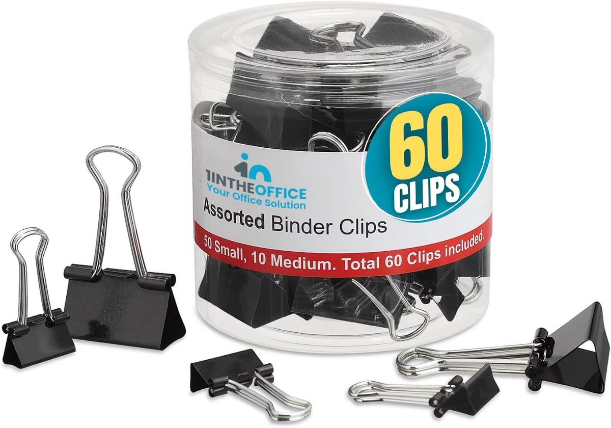 Bindbandclips Set - Papierklemmen Assortiment - Documenten Organiseren - Gehard Stalen Constructie - Diverse Maten - Zwart