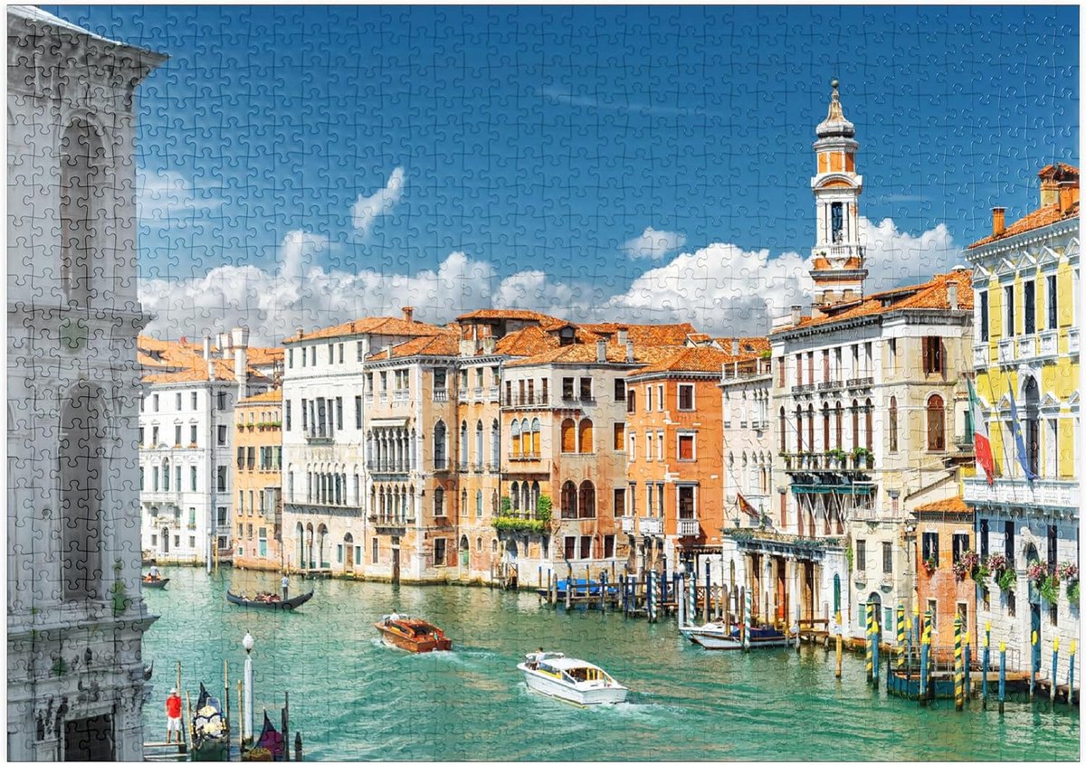 Legpuzzel 1000 Stukjes - Stadsgezicht Puzzel - Ontspannend Tijdverdrijf - Gedetailleerde Afbeelding - 68 x 48 cm - Venetië Kleuren