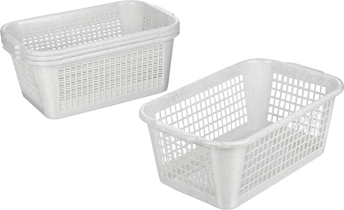 Opbergmand Set - Huishoudmand Plastic - Keuken Badkamer Opslag - Vaatwasmachinebestendig - 35x24x14.5cm 4 Stuks - Lichtgrijs