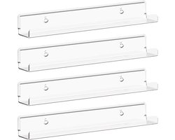 Zwevende Planken - Acryl Muurplanken - Vinyl Platen Tonen - Liprand Voorkomt Vallen - 30cm Breed - Transparant