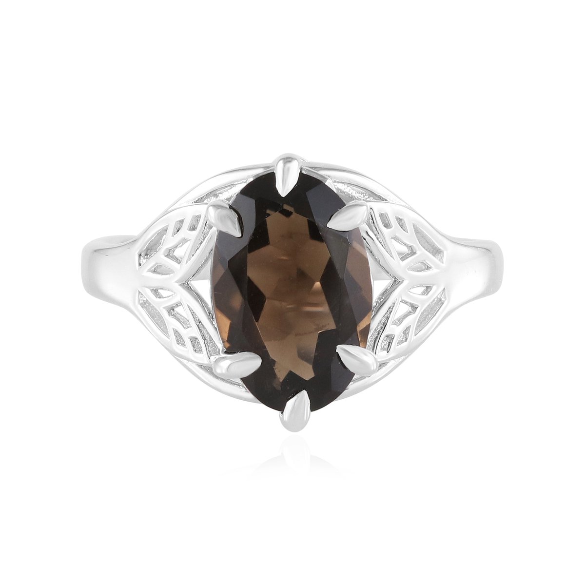 Cavill - Zilveren Ring - 925 Sterling Zilver Gerhodineerd - Ovale Braziliaanse Rookkwarts 2,673 ct - Filigraan Motief - Elegante Ringen Dames