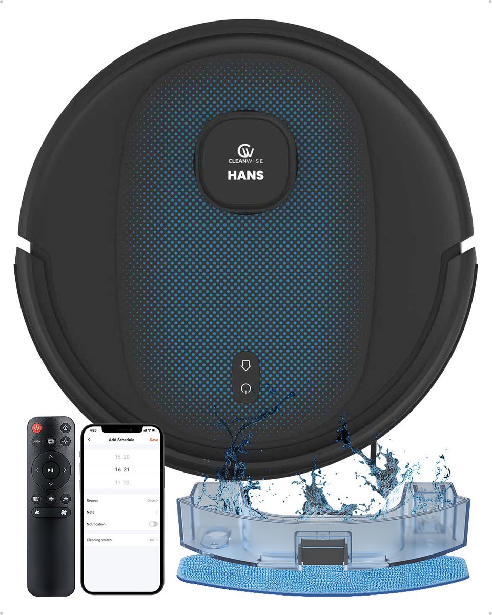 CleanWise Hans Robotstofzuiger met Dweilfunctie en LiDAR Navigatie - CleanWise - €199,00
