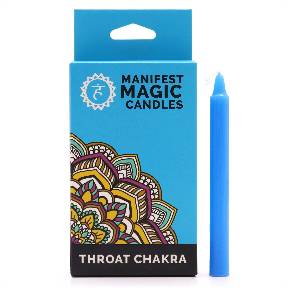 Ancient Wisdom Kaars - Magische kaars blauw voor keelchakra - aromatherapie - decoratie - cadeau - verlichting - sfeer