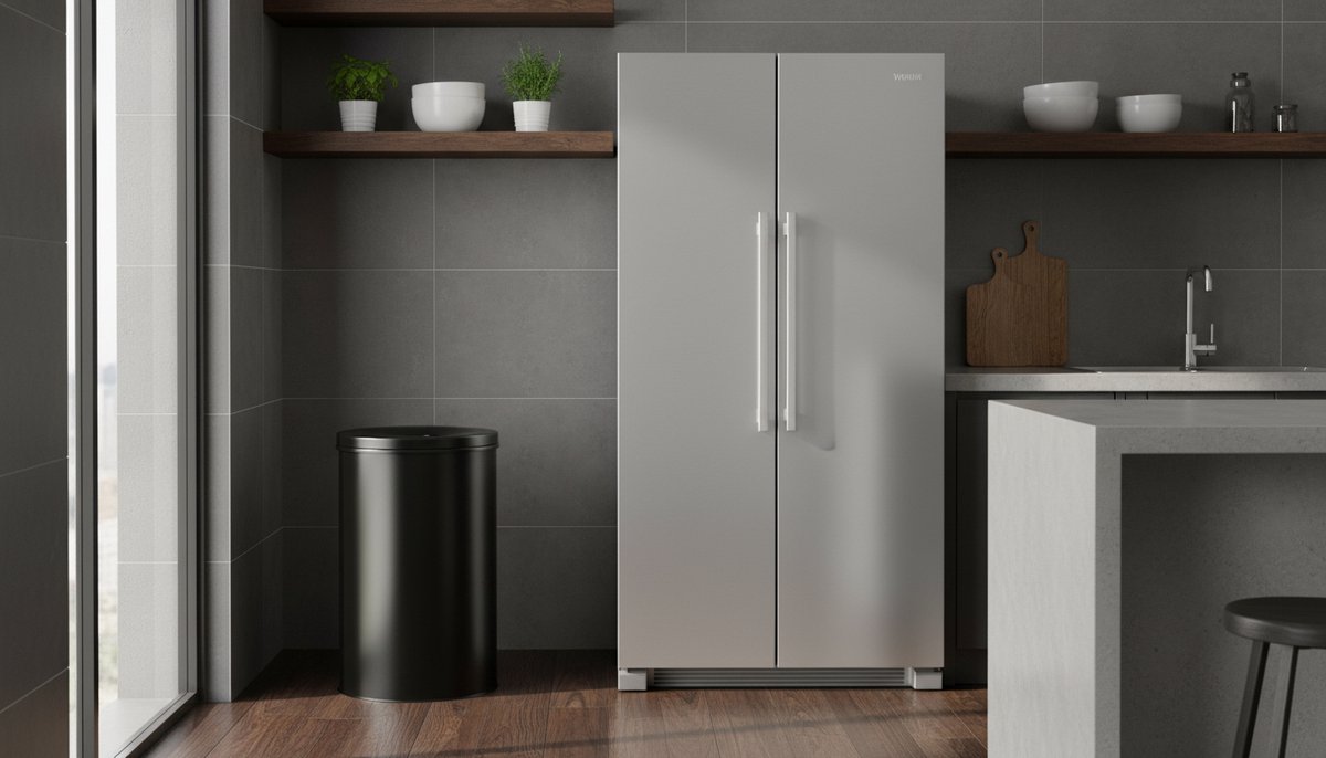 Prullenbak Veilig Rond 60 liter - Casa Serena Brandveilige Kantoorafvalbak met Zelfdovend Deksel - Zwarte Stalen Afvalbak met Epoxyhars-Coating - Vlambestendig, Duurzaam en Milieuvriendelijk