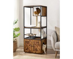Krabpaal - Kattenkast - Kattenkast - Kattenbakkast - 3 in 1 - 61 x 50 x 146 cm - Met Voerbakken