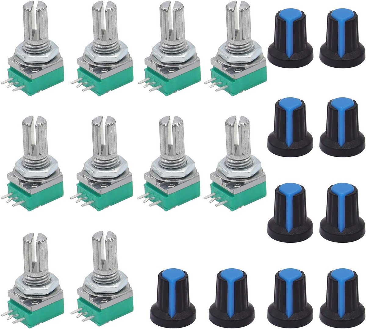 10 Stuks Lineaire Rotary Potentiometer 10k Ohm met Gekartelde As - Verstekers en Audio-regelaars