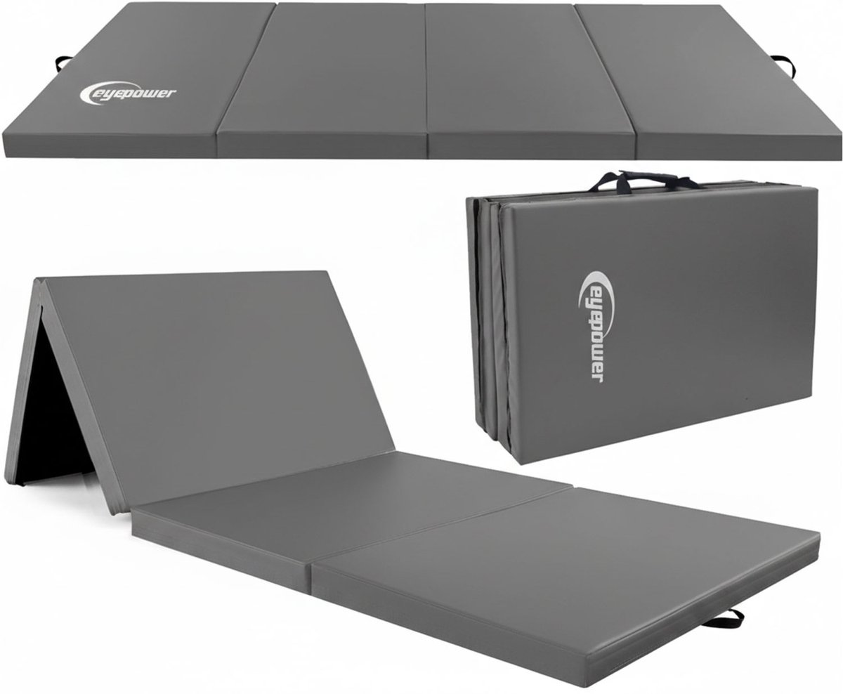 eyepower Opvouwbare Turnmat 180x60x5 cm Dik - Gym Mat voor Thuisgebruik - Veilige Gymnastiek Onderlegger voor Kinderen Fitness en Turnen - Schokdempend Sport Vloermat voor Training