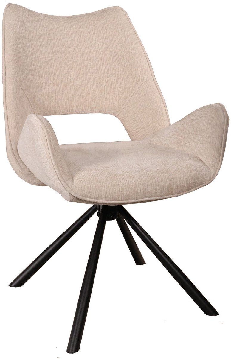 Lizzely Garden & Living SET DEAL: 6 stuks Eetkamerstoel draaibaar Kevin beige eetstoel draaibare stoel zetel