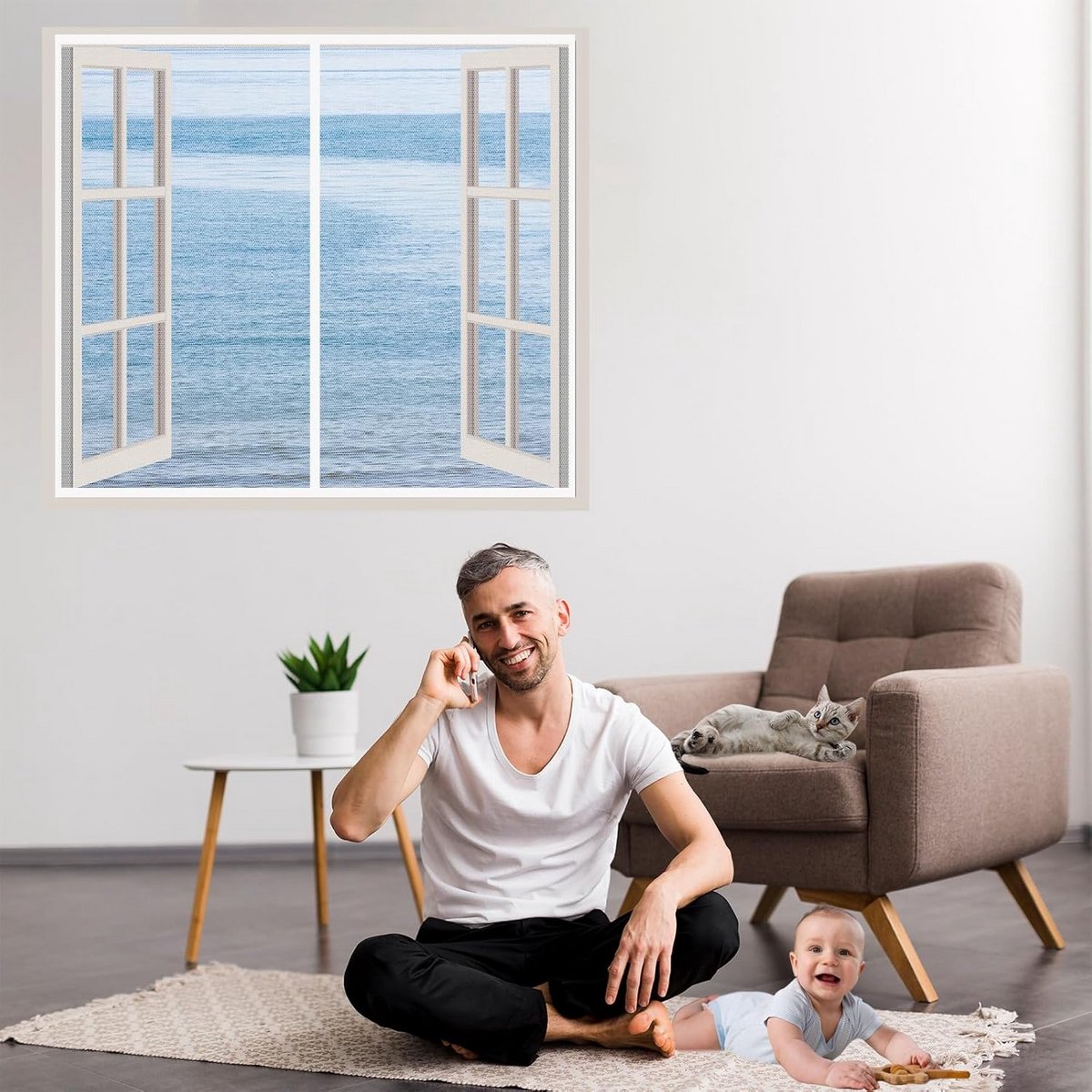 Hordeur 'Maak er zelf een' Horraam Magnetisch Wit 50x110cm - Houd Insecten Buiten