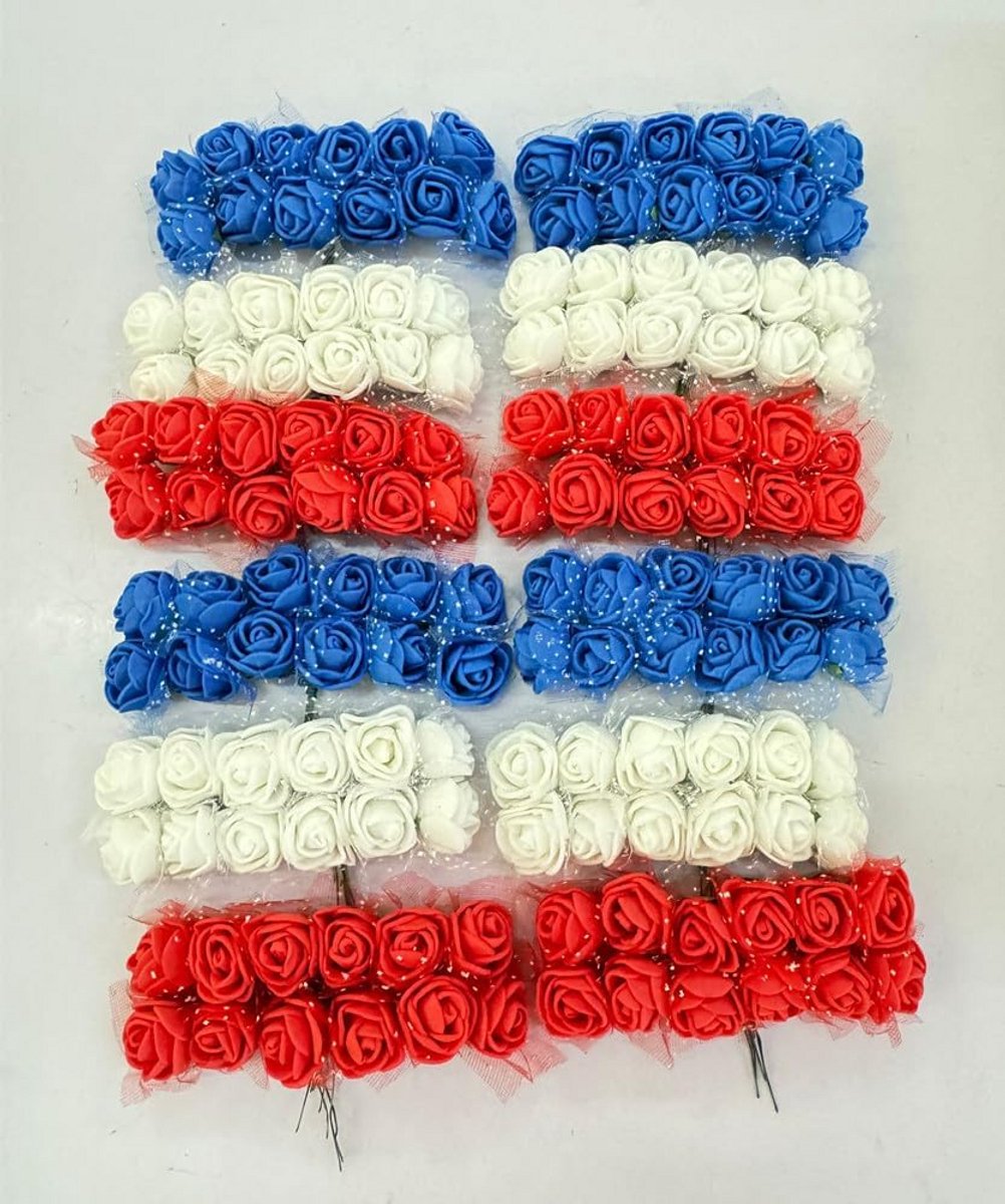 144x Mini Kunstbloemen Rozenhoofden met Zachte Steel voor DIY Bruiloft Decoratie & Knutsel
