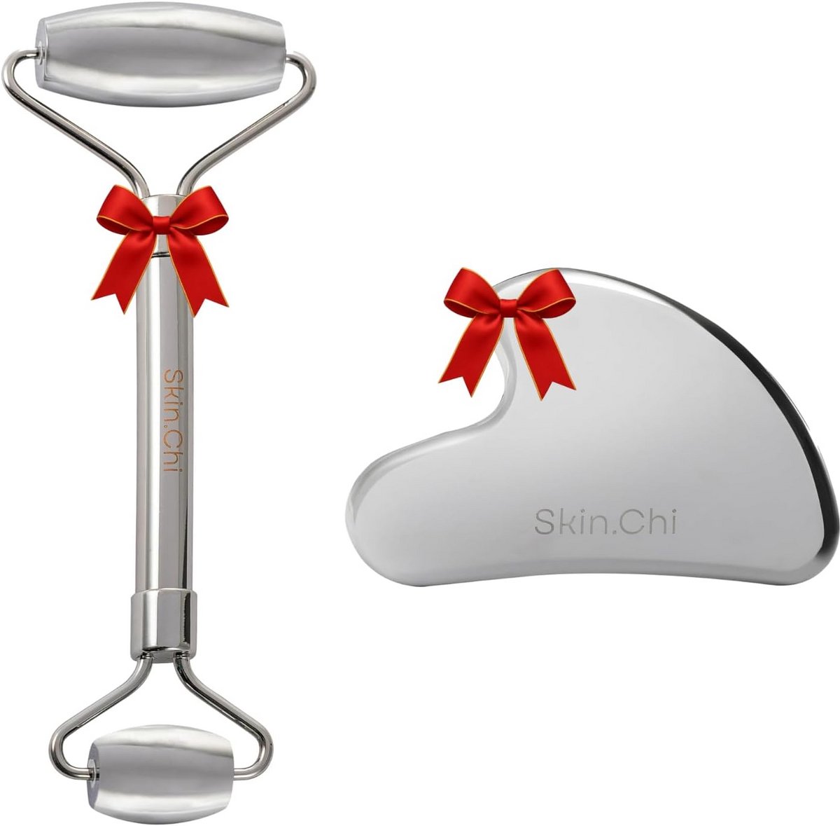 Gezichtsroller en Gua Sha Set Roestvrij Staal voor Anti-Aging en Zwelling