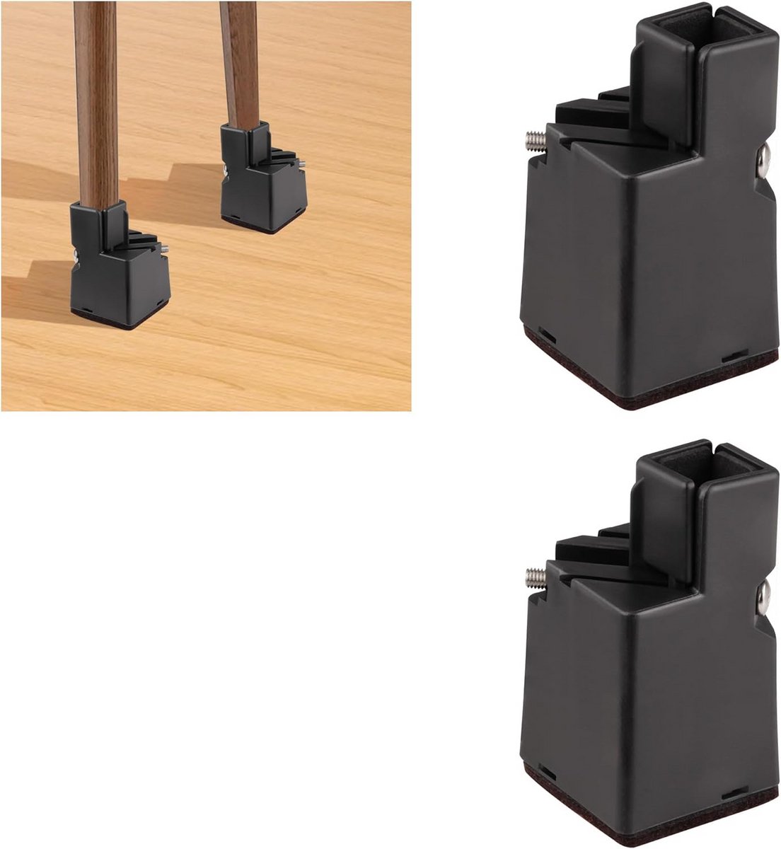 Set van 4 Zwarte Vierkante Meubelpoten 10 cm voor Bank en Stoel