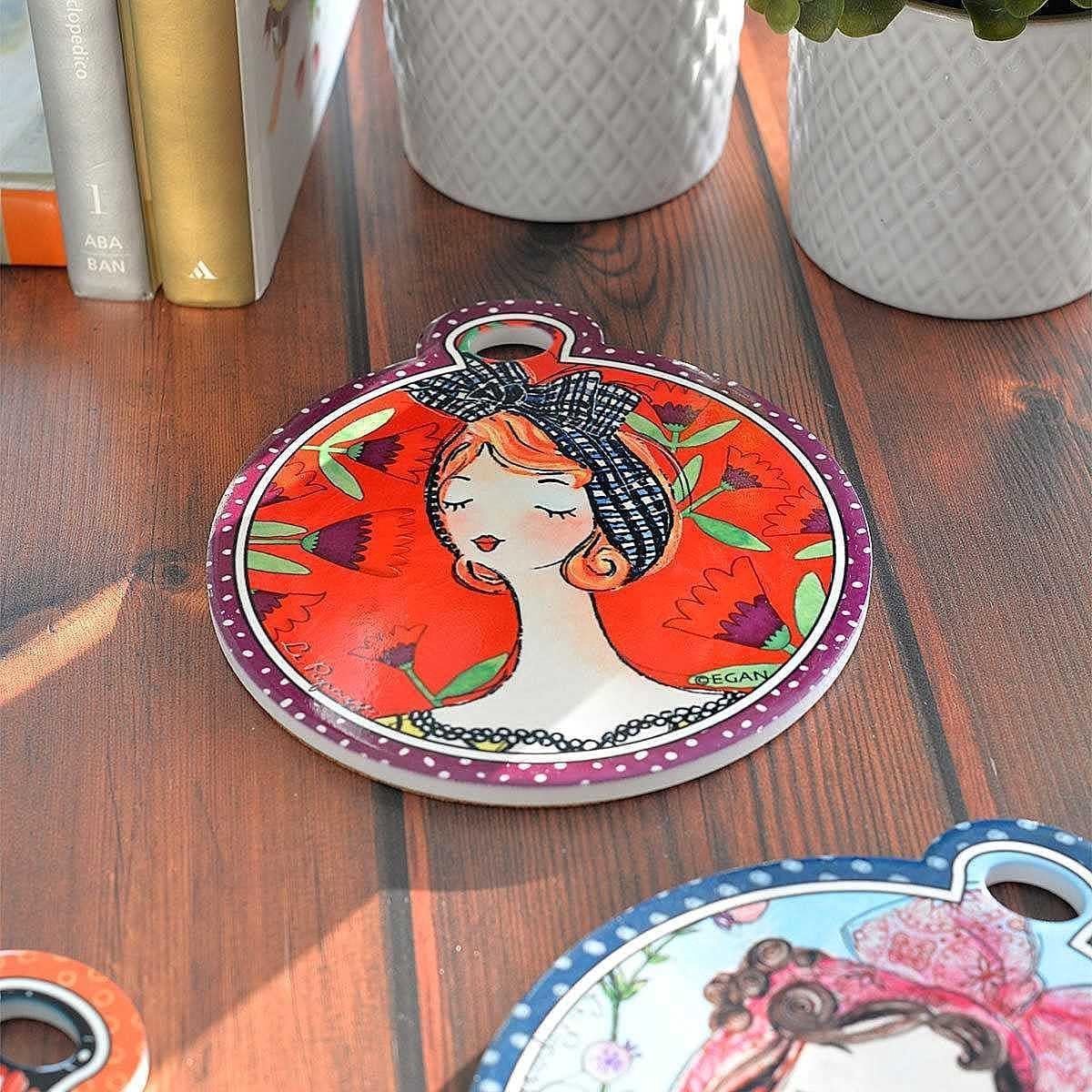 Set van 4 Onderzetters Le Pupazze Rood 16 x 18 cm - Tafelbescherming