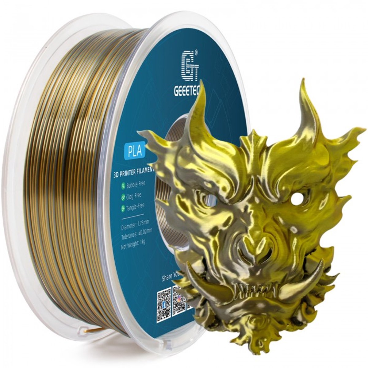 Geeetech - PLA Silk Dual Color Gold and Silver (1.75mm - 1kg)